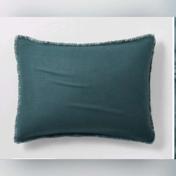 Casaluna F/Q Heavyweight Linen Blend Duvet Cover & Sham Set Dark Teal B… - Picture 5 of 5